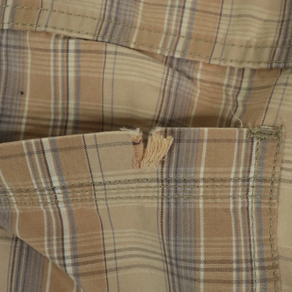 Vintage Wrangler Hero Cargo Shorts Mens 36x10 Plaid Cotton Outdoor Utility Y2K